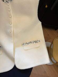 Resyla Women's Elegant Sleeveless Overcoat With Sequins Embellishments, Autumn