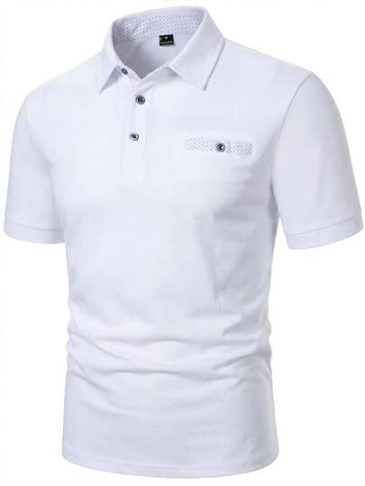 Manfinity Mode Men's Casual Half-Placket Short Sleeve Polo Shirt, Summer