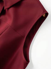 GlowEve CURVE Áo không tay màu trơn dành cho nữ cỡ lớn, kiểu dáng đơn giản thanh lịch công sở. - Màu Đỏ Sâu - Xem 7