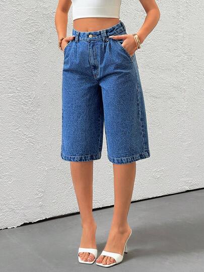 SHEIN Jeans mit hoher Taille und Faltendetails