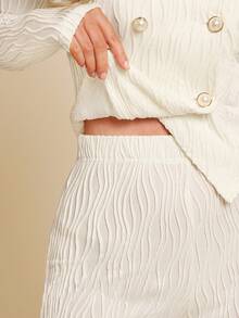 Amorya 女士优雅新款针织提花收腰上衣和裤子两件套 情人节套装 女士优雅裤装套装 女士两件套服装 女士裤装两件套 奶油色两件套 春假服装 奶油色上衣 奶油色套装 女士白色开衫 开衫嘉年华服装 女士适合春夏嘉年华的白色套装 女士两件套休闲套装 女士裤装夏季套装 婚礼裤装 - 杏色 - 查看 5