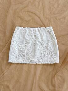 Soleia 春夏新款休闲度假西部海滩婚礼宾客着装毕业早午餐女士圣帕特里克节春假复活节音乐节优雅波西米亚热带风情优雅婚礼季派对情人节约会白色纹理迷你裙 - 白色 - 查看 2