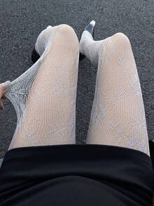 DAZY Women's Lace Sexy Skinny Leggings - Light Grey - View 6