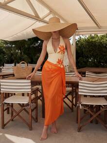 SHEIN MOD 2件套露背褶皱连体衣，带蝴蝶结罩衫 - 彩色 - 查看 5