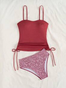 Swim Lushoire Bộ đồ bơi Tankini nữ, quần Tankini vải chấm bi, dây đeo có thể điều chỉnh, áo tank top kiểu áo hai dây thoải mái cho kỳ nghỉ biển. - Nhiều màu - Xem 2