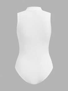 SHEIN EZwear Bộ áo liền thân dệt kim 2 mảnh màu đen trắng dành cho nữ - Nhiều màu - Xem 5