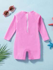 SHEIN Baby Girls Unicorn Print Swimsuit For Beach & Pool - Multicolor - View 3