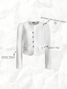 Olithes 休闲时尚前扣夹克，适合通勤、秋冬季穿着 - 白色 - 查看 1