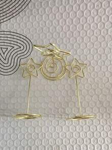 5/10个装，金色桌号卡夹，心形桌牌照片架，桌卡支架，纸质菜单夹 - 金色 - 查看 5