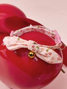 PETSIN Adjustable Detachable Rabbit Ear Pet Collar With Heart Pattern Cute Style Soft Comfortable Lightweight Breathable Durable Pet Accessory Perfect For Valentine's Day Daily Wear Photo Props Suitable For Small Dogs And Cats