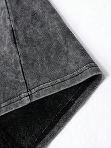 PAVTROS 男士休闲水洗街头风圆领短袖T恤和长裤套装，夏季，情人节，春夏，送男友的礼物，狂欢节，复古，街头服饰，派对，圣帕特里克节，外出 - 黑色 - 查看 6