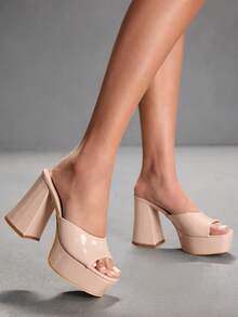 CUCCOO SZL ANKLE STRAP OPEN TOE HIGH HEEL SANDALS VACATION SHOES, FOR SUMMER Valentine Gift Summer Shoes Spring Shoes Spring Break Easter Prom Heels Valentine's Day - Apricot - View 4