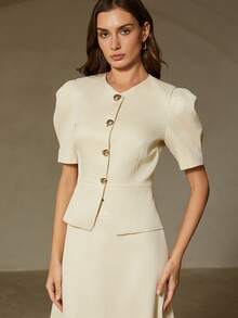 Aveloria Rosie Bộ đồ thanh lịch kiểu Pháp cổ điển gồm áo croptop tay phồng và chân váy xòe, trang phục sang trọng cho buổi hẹn hò. - trắng - Xem 2
