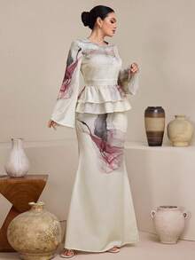 Graceveil Conjunto de 2 piezas con mangas abullonadas y volantes, nueva moda para mujer - Multicolor - Ver 6