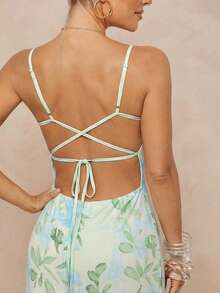 Lumalex Women's Printed Open Back Spaghetti Strap Dress - Multicolor - View 6