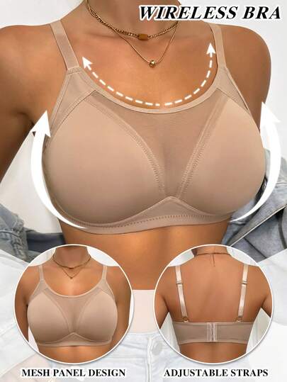 DesireSculpt Sujetador cómodo, romántico y sencillo para mujer, con diseño de malla transparente, delgado y suave, sin aros, que evita el hundimiento