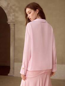 MOTF PREMIUM RUFFLED COWL COLLAR BLOUSE, SPRING/SUMMER - Pink - View 3