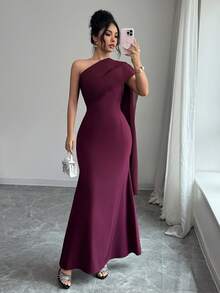 Rafferiza 新款优雅简约高端感肩部系带无袖连衣裙，修身显瘦，适合女性，春夏款 - 中紫紅色 - 查看 5