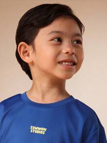 SUMWON Boys Summer Co-Ord Set Blue T-Shirt With Yellow Text Print And Yellow Shorts Set Casual Outfit - Blue - View 5