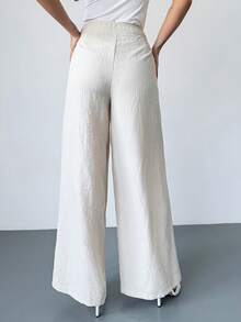 Firerie Women's New Elegant Casual Versatile Loose High Waist Pleated Wide Leg Linen Pants, Suitable For Summer, Office, Vacation, Beach - Apricot - View 2