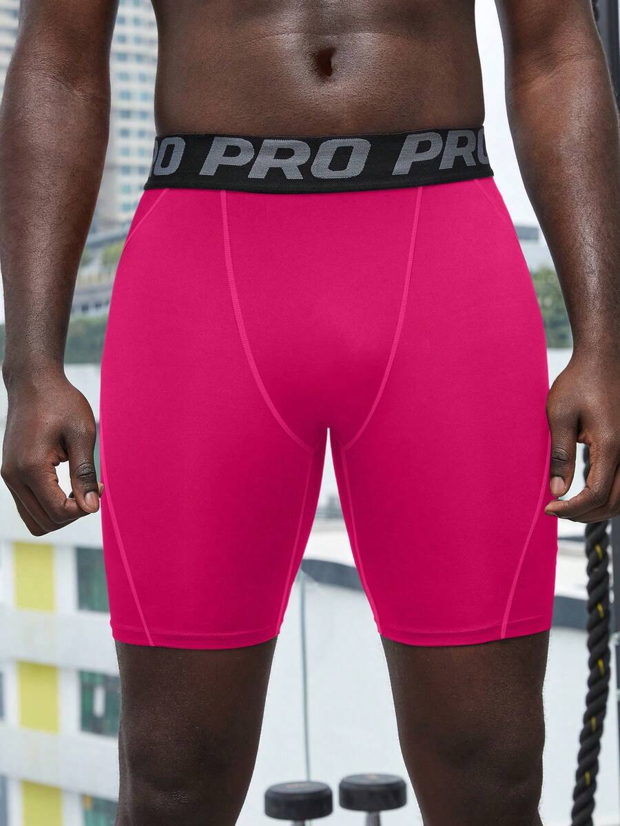 Gym Rark Men's Letter Waistband Sports Base Layer Pants, Gym - Hot Pink - View 1