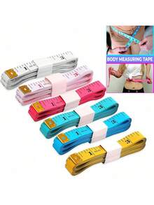 1/2/3/4pcs Soft Measuring Tape, Cloth Sewing Fabric Tailor Small Waist Pink Mini Ruler Body Measurement Tape For Body Measurement, Weight Loss, 150cm/60 Inch (Random Color) - Multicolor - View 5
