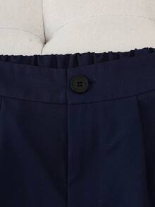 GlowEve 新款条纹衬衫短裤套装，轻薄面料，休闲通勤装，春夏款 - 藍色 - 查看 5