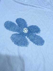 Resyla 3D珍珠花卉数码印花圆领女式长袖印花T恤 - 彩色 - 查看 4