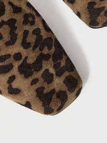Grunge Punk Women's Leopard Print Lace Trim Low Heel Slip-On Shoes Valentine's Day - leopard print - View 5