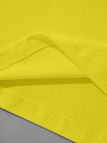 Maweii 大码女式字母印花圆领短袖休闲T恤，夏季 - 黃色 - 查看 5