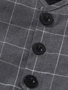 Set 2 buc: Vestă în carouri + Pantaloni, Fără accesorii, Ținută formală pentru petrecere de ziua de naștere, eveniment de seară, nuntă, botez, Ziua Îndrăgostiților, ziua de naștere, nuntă, absolvire - Gri - Vizualizare 6