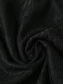 SHEIN LUNE Áo camisole nữ màu trơn, chất liệu ren, dáng regular fit, thanh lịch, cơ bản mặc hàng ngày. - màu đen - Xem 5