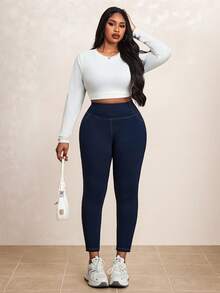 Truni Quần len nữ cỡ lớn - Màu xanh hải quân - Xem 5