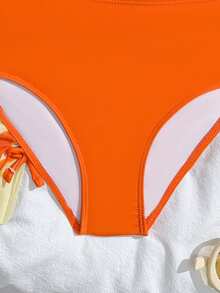 Tropical Print Tween Girl Bikini Sets - Yellow - View 7