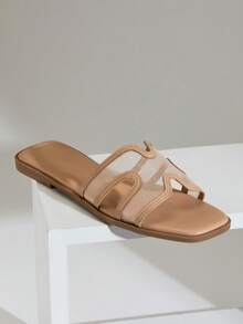 SHUZIA Women's Fashion Casual Comfy Mesh Cut-Out Flat Sandals - Beige - View 7