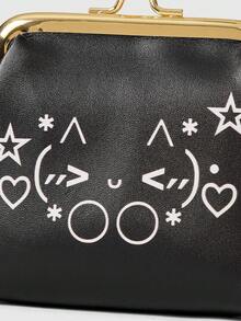 ROMWE Kawaii Girl Star Cute Cartoon Mini Change Purse - Black A - View 3