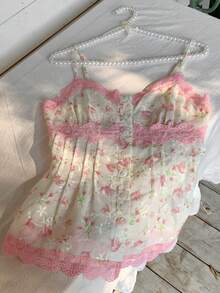 Comfortcana Áo hai dây ren thêu hoa dành cho nữ, mẫu mới 2026, thời trang xuân hè, thích hợp đi biển, đi nghỉ mát, phong cách Y2K (những năm 2000). - trắng - Xem 4