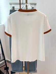 Resyla Camiseta de manga corta con estampado de vaca y lazo, de estilo casual y apropiada para el día a día, para verano - Blanco - Ver 2