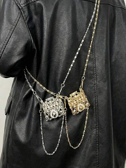 Joivida 优雅金色金属斜挎包，配有肩带 - 女士迷你手拿包，非常适合放置戒指和小型必需品，安全搭扣闭合，小巧设计，适合日常使用，迷你钱包