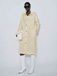 Lumivelle Women's Elegant Striped Lightweight Long Sleeve Jacket, Suitable For Commuting And Vacation - Yellow - View 7