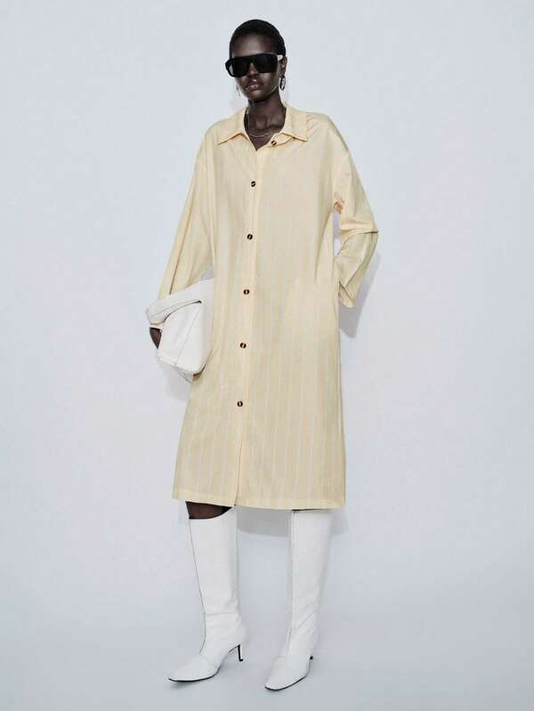 Lumivelle Women's Elegant Striped Lightweight Long Sleeve Jacket, Suitable For Commuting And Vacation