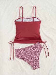 Swim Lushoire Bộ đồ bơi Tankini nữ, quần Tankini vải chấm bi, dây đeo có thể điều chỉnh, áo tank top kiểu áo hai dây thoải mái cho kỳ nghỉ biển. - Nhiều màu - Xem 3