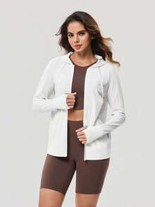 OutZeal Women Sun-Proof Jacket Summer Camping Hiking UV Protection Quick-Drying Cool Touch Hooded Long Sleeve Feature Thumbhole - White - View 8