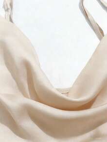 Lyxana Women's Solid Color Ruched Scoop Neck Elegant Camisole - Apricot - View 5