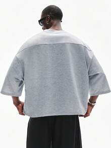 STYNVO 男士纯色圆领休闲宽松短袖T恤 超大码T恤 男士上衣 超大码T恤 男士S码落肩T恤 男士S码宽松T恤 男士宽松T恤 男士超大码T恤 男士落肩T恤 - 灰色 - 查看 2