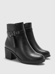 CUCCOO BIZCHIC Botas cortas casuales y cómodas con diseño de cremallera lateral para mujer, versátiles para uso diario - Negro - Ver 7