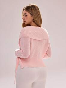 女士粉色瑜伽针织开衫 - 粉色 - 查看 2