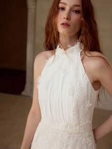 MOTF PREMIUM 优雅蕾丝刺绣连衣裙，春夏款 - 白色 - 查看 4