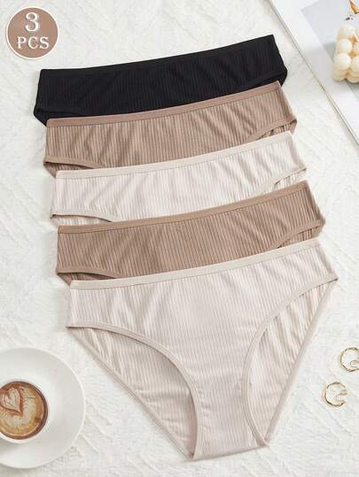 NudeFit Women Comfortable Ribbed Fabric Solid Color Minimalist Panties