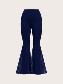 SHEIN Clasi Pantalones pitillo con volantes de encaje y parches, en color negro, talla grande - Azul - Ver 7